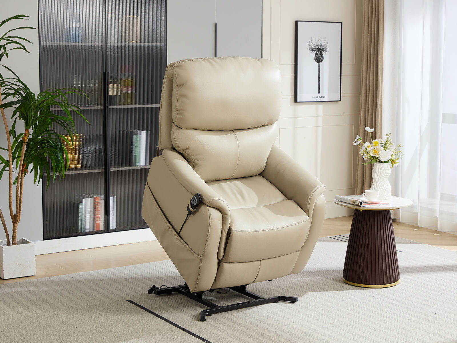 GFA Normandy Dual Motor Riser Recliner in Latte Leather/Match
