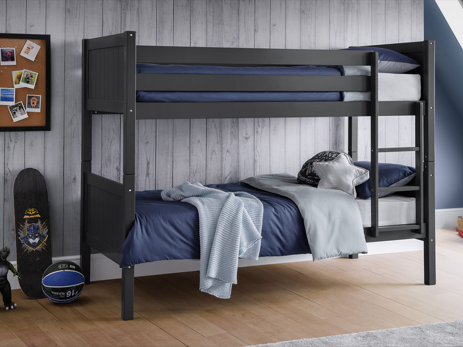 3ft Single Julian Bowen Bella Bunk Bed in Anthracite