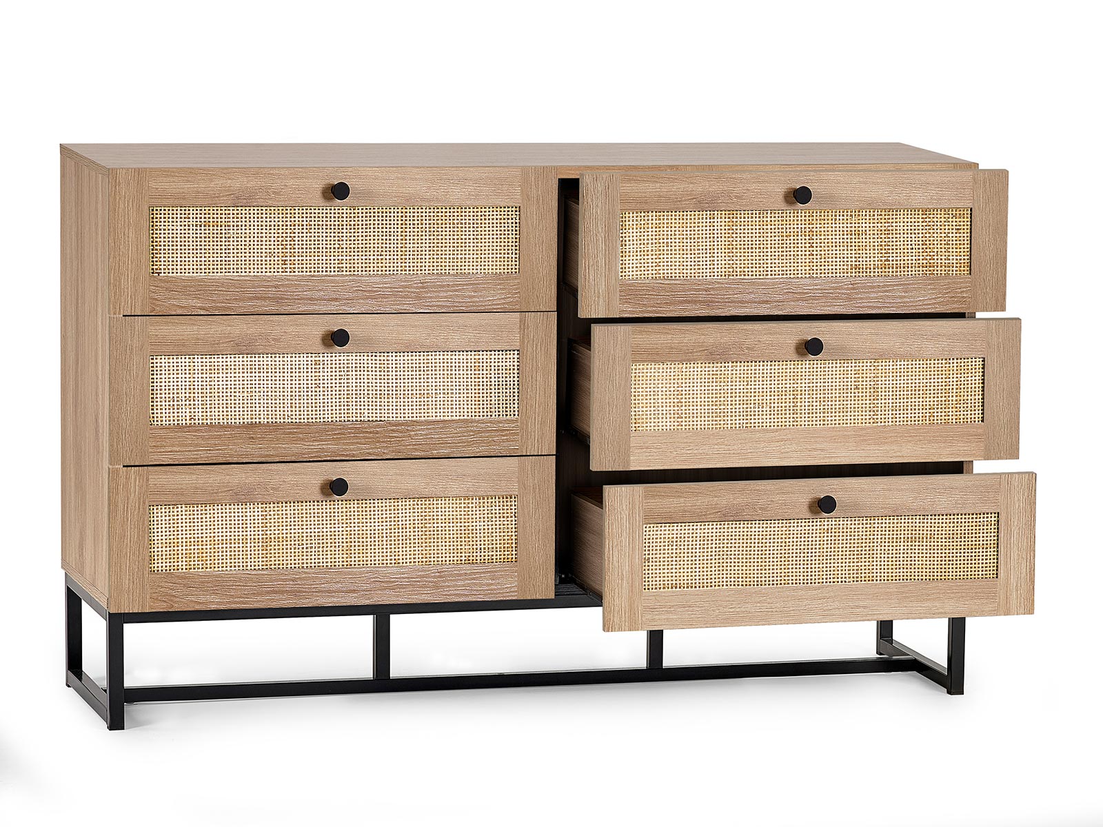 Julian Bowen Kleiderschrank Padstow – Schwarz, Rattanfronten, 190x80x56 Cm