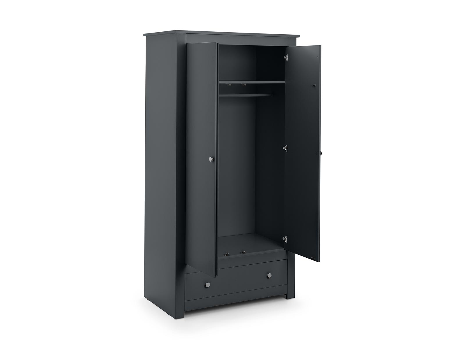 Julian Bowen Radley Wardrobe 2 Door 1 Drawer Flatpack in Anthracite