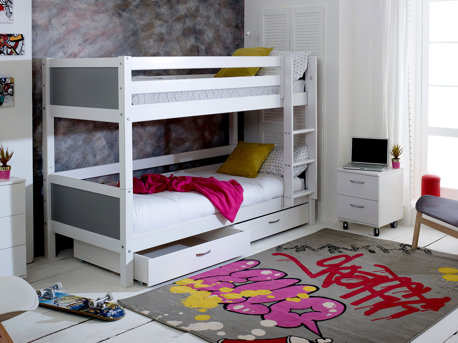 Kids Avenue Nordic Bunkbed 2 With Grey Gable Ends