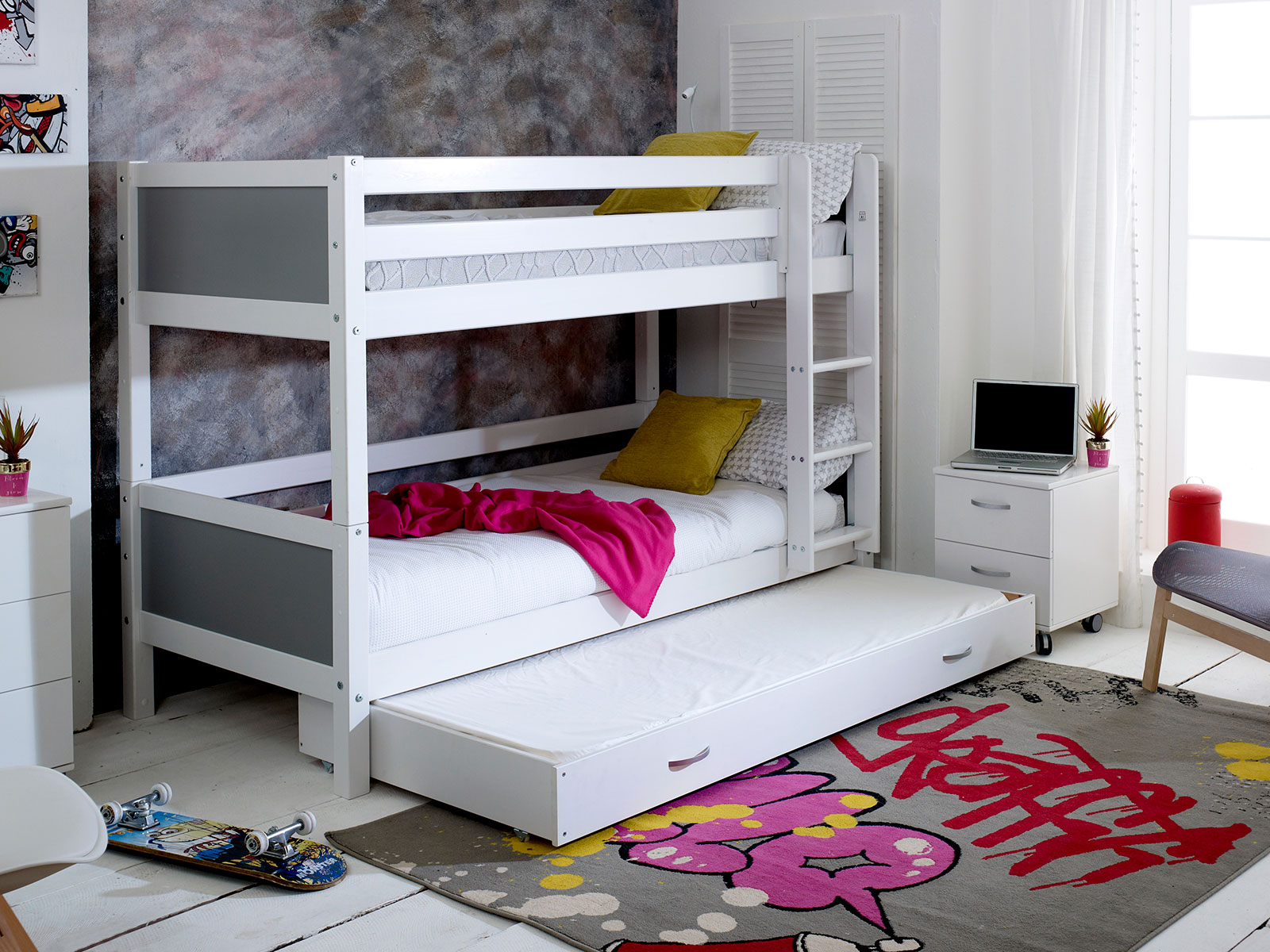 Kids Avenue Nordic Bunkbed 3 With Grey Gable Ends